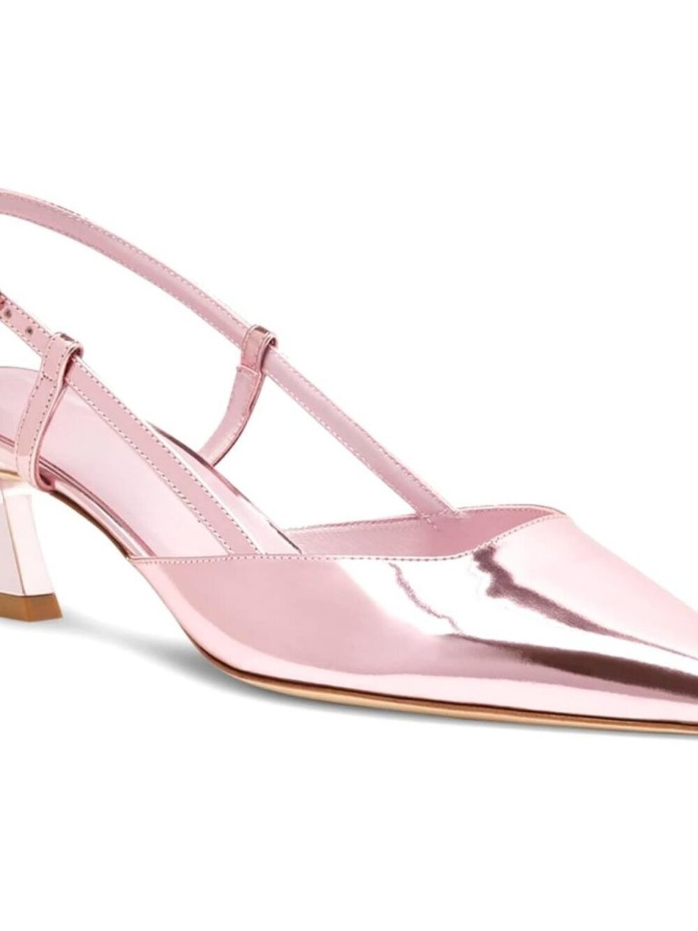 Women's Pink Slingback kitten Heel Casual Pump Shoes Buckle with 2 Inch Heel
